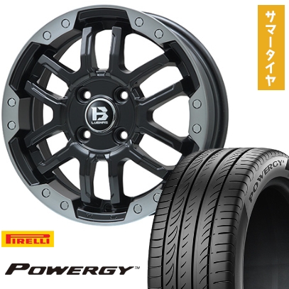 165/55R15 夏タイヤ ホイール4本セット N-BOX タントカスタム ワゴンR PIRELLI パワジー BIGWAY B-LUGNAS FRD(マットブラック/ブラッククリアリム) 15インチ
