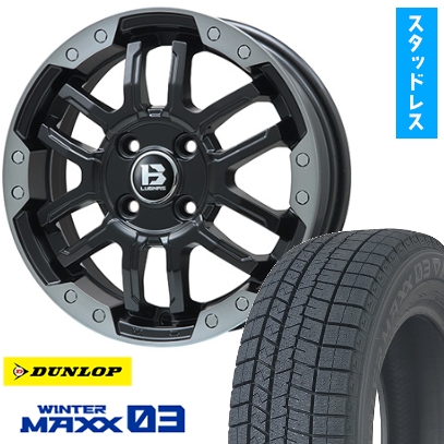 165/65R15 スタッドレスタイヤ ホイール4本セット DUNLOP ウインターマックス 03 WM03 (軽自動車用) BIGWAY B-LUGNAS FRD 15インチ