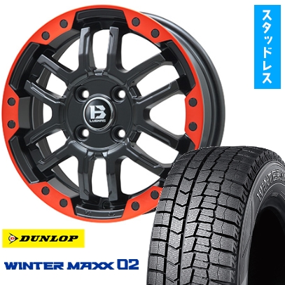 WINTER MAXX 02 - 195/60R17 スタッドレスタイヤ 銀輪4本仕かける ライズ/ロッキー（揮発油） DUNLOP ウインターマックス 02 WM02 BIGWAY B-LUGNAS FRD 17in