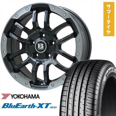 205/55R17 夏タイヤ ホイール4本セット YOKOHAMA ブルーアース XT AE61 (5/114車用) BIGWAY B-LUGNAS FRD(マットブラック/ブラッククリアリム) 17インチ
