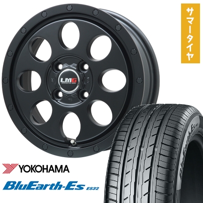 185/70R14 夏タイヤ ホイール4本セット YOKOHAMA ブルーアース ES32 (4/100車用) LEHRMEISTER LMG CS-8 マットブラック 14インチ