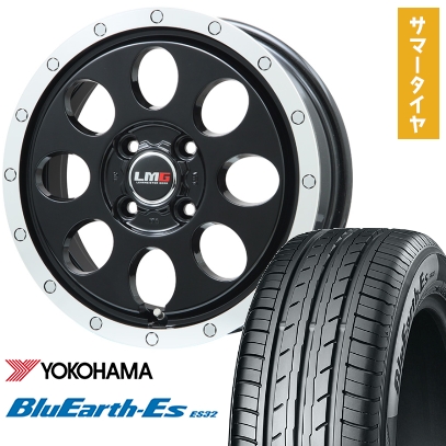 175/65R14 夏タイヤ ホイール4本セット YOKOHAMA ブルーアース ES32 (4/100車用) LEHRMEISTER LMG CS-8 グロスブラック/リムポリッシュ 14インチ