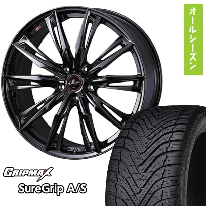 グリップマックス - 225/45R18 オール時期タイア 車輪4本仕掛ける シュアグリップ オール時期(押さえる) (5/114車用) WEDS レオニス GX 18in タイヤ、ホイール-オールシーズンタイヤ、ホイールセット-車、バイク、自転車