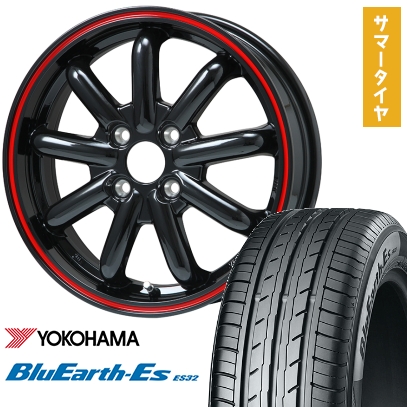 BluEarth - 145/80R12 夏タイア 車輪4本仕掛ける YOKOHAMA 青碧地びた ES32 (軽自動車用) BRANDLE-LINE 見ず知らずKST-9改 黒いこと/赤いこと生産ライン 12in 車、バイク、自転車-自動車-タイヤ、ホイール