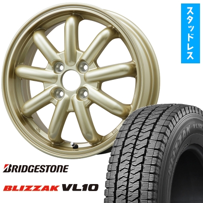 ブリザック VL10 145/80R12 スタッドレスタイヤ ホイール4本セット