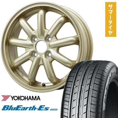 155/55R14 夏タイヤ ホイール4本セット YOKOHAMA ブルーアース ES32 (軽自動車用) BRANDLE-LINE ストレンジャーKST-9改(ゴールド) 14インチ