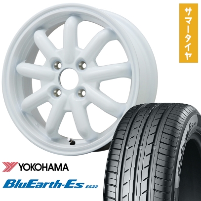 155/55R14 夏タイヤ ホイール4本セット YOKOHAMA ブルーアース ES32 (軽自動車用) BRANDLE-LINE ストレンジャーKST-9改(ホワイト) 14インチ