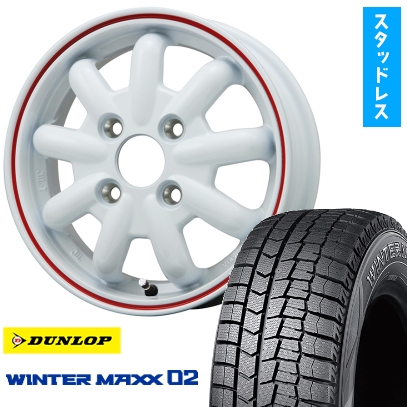 165/65R14 スタッドレスタイヤ ホイール4本セット DUNLOP ウインターマックス 02 WM02 (軽自動車用) BRANDLE-LINE ストレンジャーKST-9改 14インチ ※軽自動用