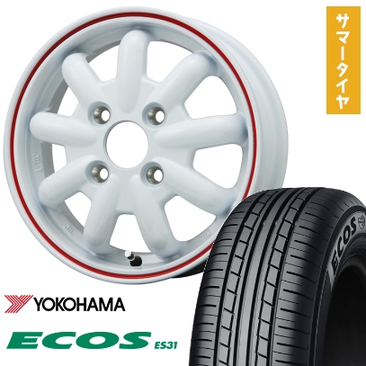 ECOS - 165/55R15 夏タイア 車輪4本仕掛ける YOKOHAMA エコス ES31 (軽自動車用) BRANDLE-LINE 見ず知らずKST-9改 15in 車、バイク、自転車-夏タイヤ、ホイールセット-自動車