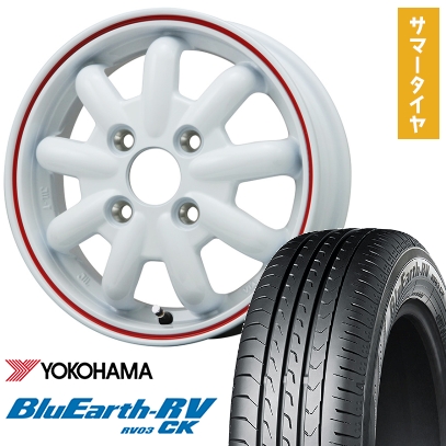 165/60R15 夏タイヤ ホイール4本セット YOKOHAMA ブルーアース RV-03CK (軽自動車用) BRANDLE-LINE ストレンジャーKST-9改(ホワイトレッドライン) 15インチ