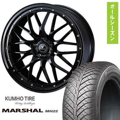 KUMHO - 235/55R18 オール時期タイア 車輪４本仕掛ける (5/114車用) マーシャル MH22(押さえる) ウェッズ ノヴァ木鼠 アセット M1 18in 自動車-車、バイク、自転車