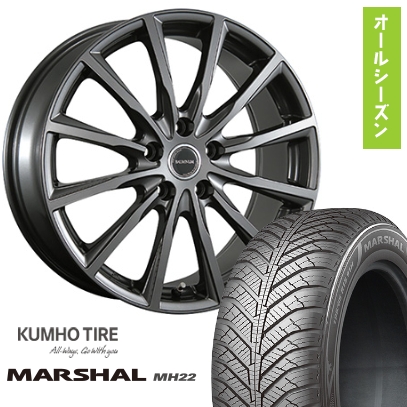 235/55R18 オールシーズンタイヤ ホイール４本セット (5/114車用) KUMHO マーシャル MH22(限定) ブリヂストン バルミナ AR12 18インチ