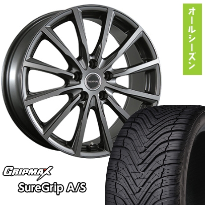 グリップマックス - 225/55R18 オール時期タイア 車輪4本仕掛ける シュアグリップ オール時期(押さえる) (5/114車用) BRIDGESTONE バルミナ AR12 18in タイヤ、ホイール-オールシーズンタイヤ、ホイールセット