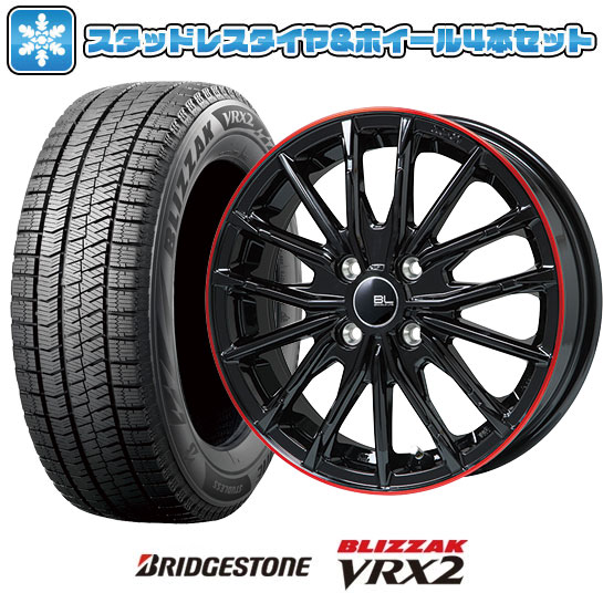 165/55R14 スタッドレスタイヤ ホイール4本セット BRIDGESTONE ブリザック VRX2 (軽自動車用) ブランドルライン DF 10M グロスブラック/レッドリム 14インチ : arktire 3581 144591 24637 24637 : アークタイヤ