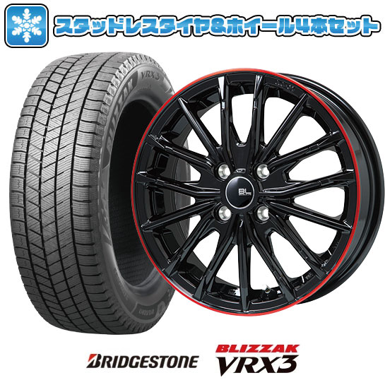 155/65R14 スタッドレスタイヤ ホイール4本セット BRIDGESTONE ブリザック VRX3 (軽自動車用) ブランドルライン DF 10M グロスブラック/レッドリム 14インチ : arktire 3581 144591 35069 35069 : アークタイヤ