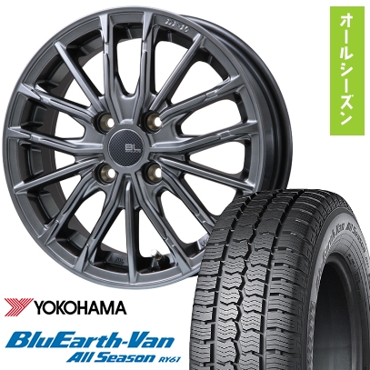 145/80R12 オールシーズンタイヤ ホイール4本セット YOKOHAMA ブルーアース Van RY61 80/78N (軽自動車用) BRANDLE-LINE DF-10M 12インチ