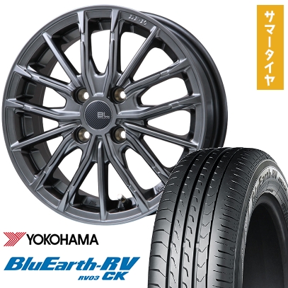 BluEarth - 175/65R15 夏タイア 銀輪4本仕かける YOKOHAMA 青味地びた RV-03CK (4/100車用) BRANDLE-LINE DF-10M ハイパーグレー 15in