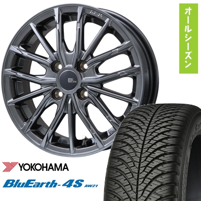 BluEarth - 165/55R15 オール時期タイア 車輪4本仕掛ける YOKOHAMA 青碧地びた 4S AW21 (軽自動車用) BRANDLE-LINE DF-10M 15in 車、バイク、自転車-自動車