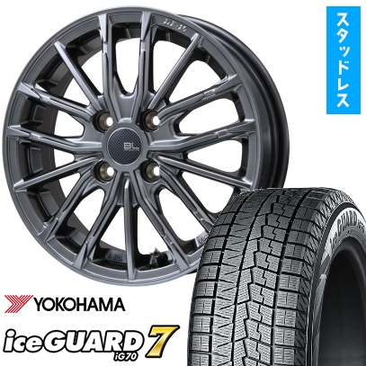 165/55R15 スタッドレスタイヤ ホイール4本セット YOKOHAMA アイスガード セブンIG70 (軽自動車用) ブランドルライン DF-10M ハイパーグレー 15インチ