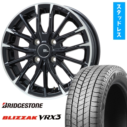 185/60R15 スタッドレスタイヤ ホイール4本セット BRIDGESTONE ブリザック VRX3 (4/100車用) ブランドルライン DF-10M グロスブラック/カットスポーク 15インチ