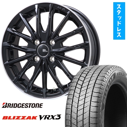 185/60R15 スタッドレスタイヤ ホイール4本セット BRIDGESTONE ブリザック VRX3 (4/100車用) ブランドルライン DF-10M グロスブラック/リムポリッシュ 15インチ
