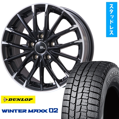 225/50R18 スタッドレスタイヤ ホイール4本セット DUNLOP ウインターマックス 02 WM02 (5/114車用) ブランドルライン DF-10M 18インチ