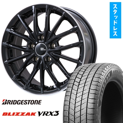 215/45R18 スタッドレスタイヤ ホイール4本セット BRIDGESTONE ブリザック VRX3 (5/114車用) ブランドルライン DF-10M グロスブラック/リムポリッシュ 18インチ