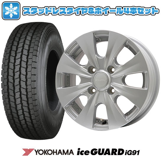 185/80R14 スタッドレスタイヤ ホイール4本セット アイスガード iG91 (4/100車用)ELBE エルベ ビズスポ 14インチ : arktire 11241 110449 21436 21436 : アークタイヤ