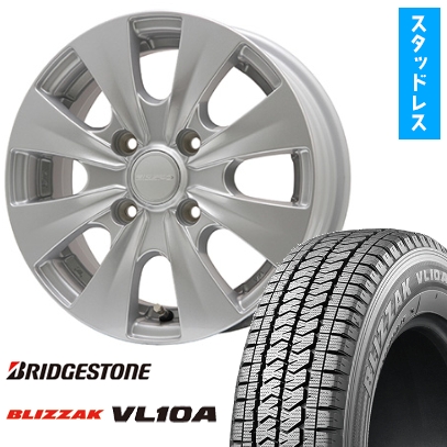 165/80R14 スタッドレスタイヤ ホイール4本セット BRIDGESTONE ブリザック VL10A (4/114車用) エルベ ビズスポ  14インチ
