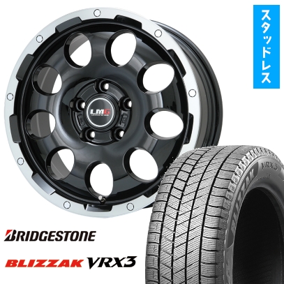 215/50R18 スタッドレスタイヤ ホイール4本セット ヤリスクロス等 BRIDGESTONE ブリザック VRX3 レアマイスター LMG CS-9 ブラック/ブラッククリアリム 18インチ