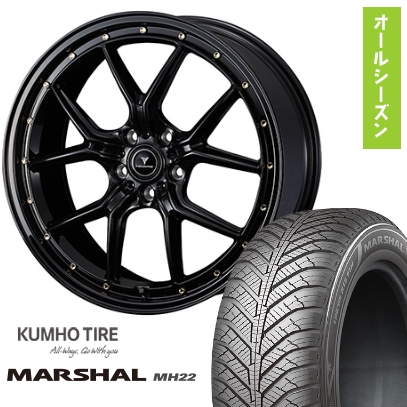 KUMHO - 235/55R18 オール時期タイア 車輪４本仕掛ける (5/114車用) マーシャル MH22(押さえる) ウェッズ ノヴァ木鼠 アセット S1 18in オールシーズンタイヤ、ホイールセット-車、バイク、自転車