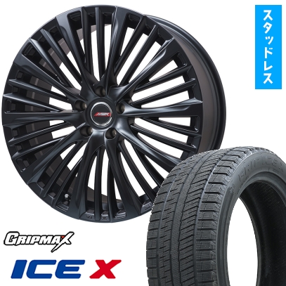 225/50R18 スタッドレスタイヤ＆ホイール４本セット GRIP MAX アイスX BSW ブラックサイドウォール(限定) (5/114車用) プレミックス MER-X 18インチ