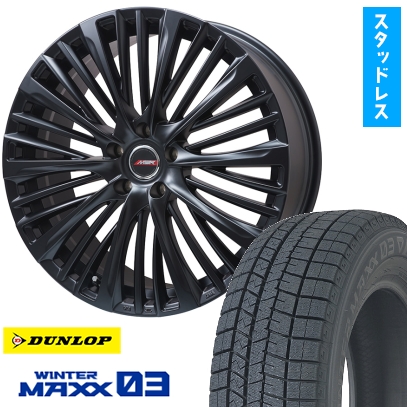 225/60R18 スタッドレスタイヤ ホイール4本セット クラウン クロスオーバー DUNLOP ウインターマックス 03 WM03 プレミックス MER-X(マットブラック) 18インチ