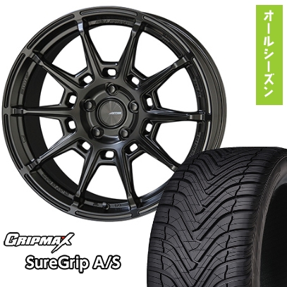 グリップマックス - 225/45R18 オール時期タイア 車輪4本仕掛ける シュアグリップ オール時期(押さえる) (5/114車用) KYOHO ガレルナ レフィーノ 18in オールシーズンタイヤ、ホイールセット-車、バイク、自転車