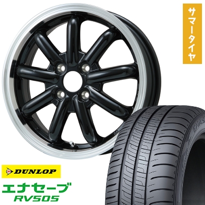 155/65R14 夏タイヤ ホイール4本セット DUNLOP エナセーブ RV505 (軽自動車用) BRANDLE-LINE ストレンジャーKST-9改 ブラック/リムポリッシュ 14インチ