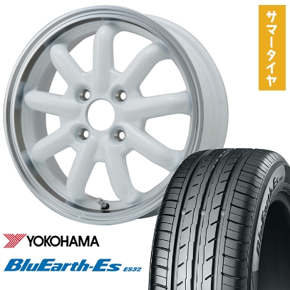 165/65R15 夏タイヤ ホイール4本セット YOKOHAMA ブルーアース ES32 (軽自動車用) BRANDLE-LINE ストレンジャーKST-9改 ホワイト/リムポリッシュ 15インチ