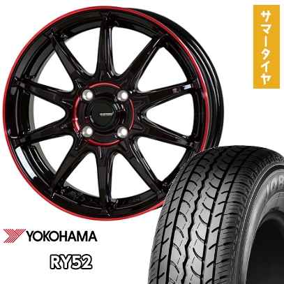 145R12 夏タイヤ ホイール４本セット 軽自動車用（軽トラ 軽バン） YOKOHAMA RY52 6PR ホットスタッフ ジースピード P-05R 12インチ