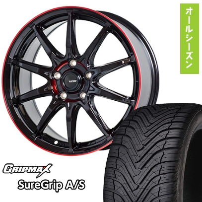 グリップマックス - 225/45R18 オール時期タイア 車輪４本仕掛ける (5/114車用) GRIPMAX シュアグリップ オール時期(押さえる) ジースピード P-05R 18in オールシーズンタイヤ、ホイールセット-車、バイク、自転車