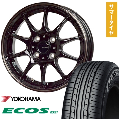 165/50R15 夏タイヤ ホイール4本セット YOKOHAMA エコス ES31 (軽自動車用) ホットスタッフ ジースピード P-07 15インチ