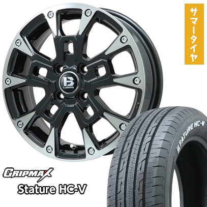 グリップマックス - 145/80R12 夏タイア 車輪4本仕掛ける 軽虎 軽ヴァン スタチャー HC-V RWL 80/78N（押さえる） ビッグウエイ B-LUGNAS BRD 12in 夏タイヤ、ホイールセット-自動車-タイヤ、ホイール