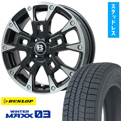 165/60R14 スタッドレスタイヤ ホイール4本セット DUNLOP ウインターマックス 03 WM03 (軽自動車用) ビッグウエイ B-LUGNAS BRD 14インチ