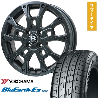 165/60R14 夏タイヤ ホイール4本セット YOKOHAMA ブルーアース ES32 (軽自動車用) ビッグウエイ B-LUGNAS BRD(マットブラック) 14インチ