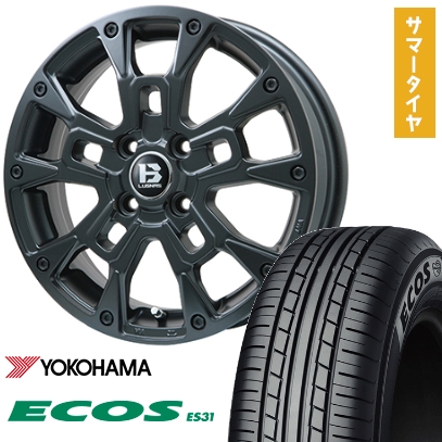 165/50R15 夏タイヤ ホイール4本セット YOKOHAMA エコス ES31 (軽自動車用) ビッグウエイ B-LUGNAS BRD(マットブラック) 15インチ