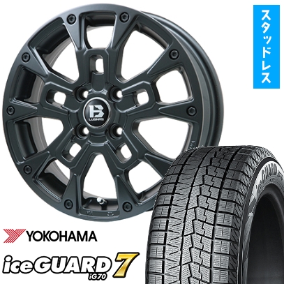 165/55R15 スタッドレスタイヤ ホイール4本セット YOKOHAMA アイスガード セブンIG70 (軽自動車用) ビッグウエイ B-LUGNAS BRD(マットブラック) 15インチ