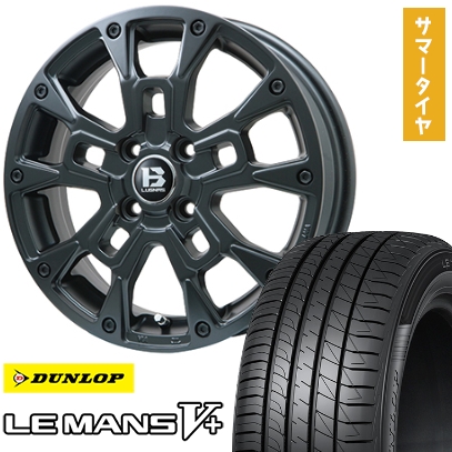165/50R15 夏タイヤ ホイール4本セット DUNLOP ルマン V+(ファイブプラス) (軽自動車用) ビッグウエイ B-LUGNAS BRD(マットブラック) 15インチ