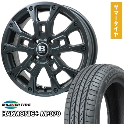 165/55R15 夏タイヤ ホイール4本セット N-BOX タント ワゴンR ミレバー ハーモニック プラス MP070(限定) ビッグウエイ B-LUGNAS BRD(マットブラック) 15インチ