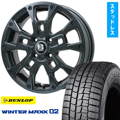 WINTER MAXX 02 - 165/60R15 スタッドレスタイヤ 車輪4本仕掛ける DUNLOP ウインターマックス 02 WM02 (軽自動車用) ビッグウエイ B-LUGNAS BRD(引っ敷き黒いこと) 15in 車、バイク、自転車-自動車-タイヤ、ホイール