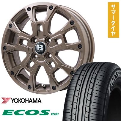 165/50R15 夏タイヤ ホイール4本セット エブリイワゴン ヨコハマ エコス ES31 ビッグウエイ B-LUGNAS BRD(マットブロンズ) 15インチ