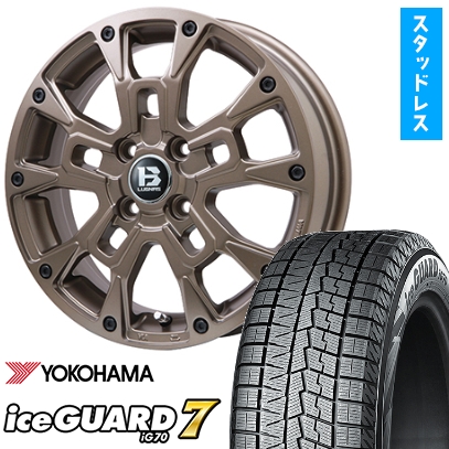 165/55R15 スタッドレスタイヤ ホイール4本セット YOKOHAMA アイスガード セブンIG70 (軽自動車用) ビッグウエイ B-LUGNAS BRD(マットブロンズ) 15インチ