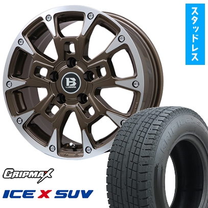 215/65R16 スタッドレスタイヤ＆ホイール４本セット GRIP MAX アイスX SUV BSW (限定) (5/114車用) BIGWAY B-LUGNAS BRD 16インチ